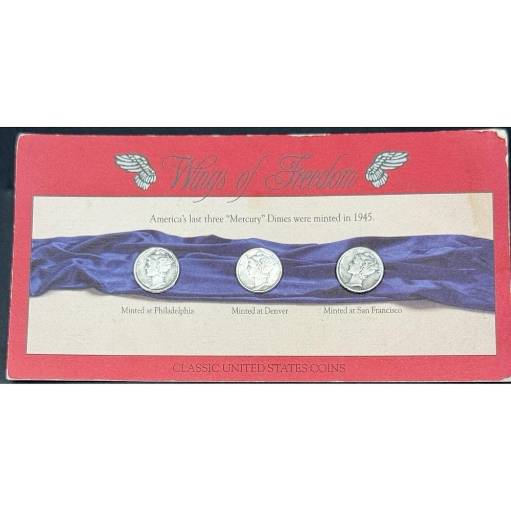 America's last 3 "Mercury" Dimes 1945 P, D,S